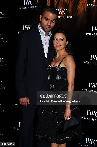 Basketball player Tony Parker and Actress Eva Longoria attend the Launch Party for the Ingenieur Automatic Edition Zin?dine Zidane watch, held at...
