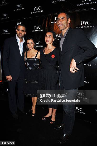 Basketball player Tony Parker, Actress Eva Longoria, Richard Dacoury and guest attend the Launch Party for the Ingenieur Automatic Edition Zin?dine...