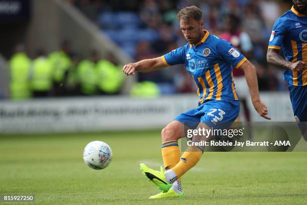 Alex Rodman of Shrewsbury Town during the pre-season friendly match between Shrewsbury Town and Aston Villa at Greenhous Meadow on July 15, 2017 in...