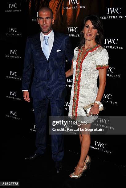 Zin?dine Zidane and his wife V?ronique Fernandez attends the Launch Party for the Ingenieur Automatic Edition Zin?dine Zidane watch, held at Palais...