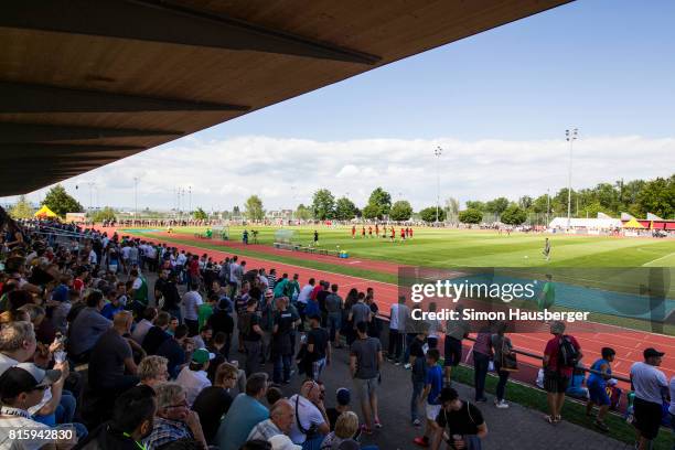 Spectators at the Sportanlage Kellen before the pre-season friendly match between FC Southampton and St. Gallen at Sportanlage Kellen on July 15,...