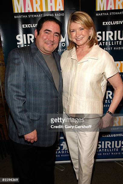 Celebrity chef Emeril Lagasse and media personality Martha Stewart pose for pictures before Martha's interview with Emeril at Sirius Satellite Radio...