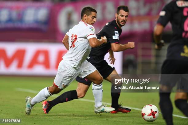 Wissam Ben Yedder of Sevilla FC runs with the ball during the preseason friendly match between Cerezo Osaka and Sevilla FC at Yanmar Stadium Nagai on...