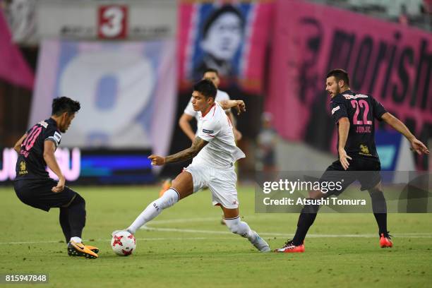 Joaquin Correa of Sevilla FC runs with the ball during the preseason friendly match between Cerezo Osaka and Sevilla FC at Yanmar Stadium Nagai on...