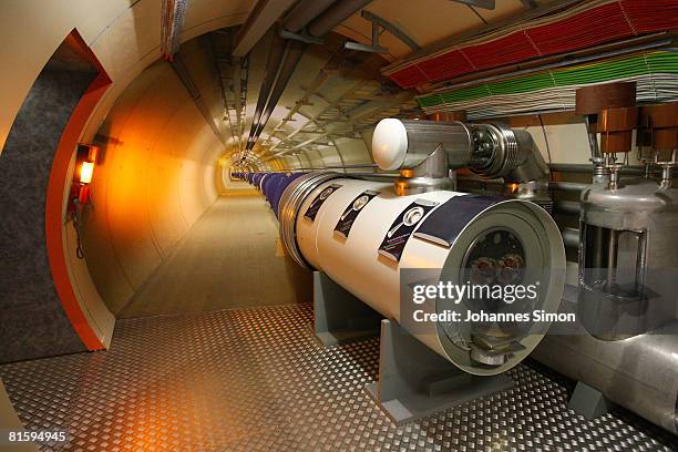 Model of the Large Hadron Collider tunnel is seen in the CERN visitors' center June 16, 2008 in Geneva-Meyrin, Switzerland. CERN is building the...