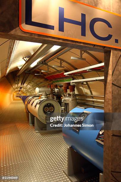 Model of the Large Hadron Collider tunnel is seen in the CERN visitors' center June 16, 2008 in Geneva-Meyrin, Switzerland. CERN is building the...