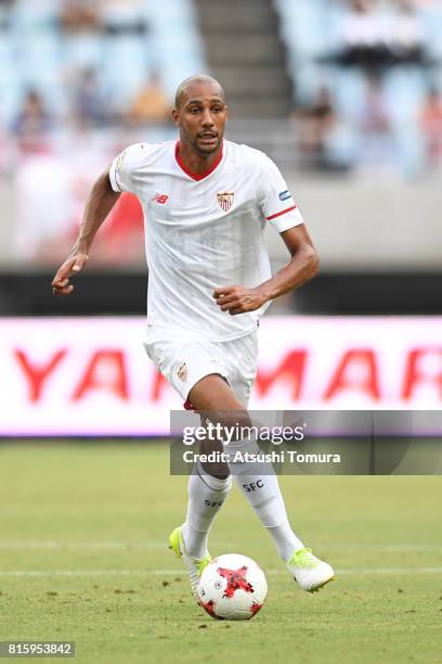 Steven N'Zonzi of Sevilla FC runs with the ball during the preseason friendly match between Cerezo Osaka and Sevilla FC at Yanmar Stadium Nagai on...