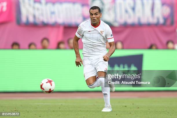 Walter Montoya of Sevilla FC runs with the ball during the preseason friendly match between Cerezo Osaka and Sevilla FC at Yanmar Stadium Nagai on...