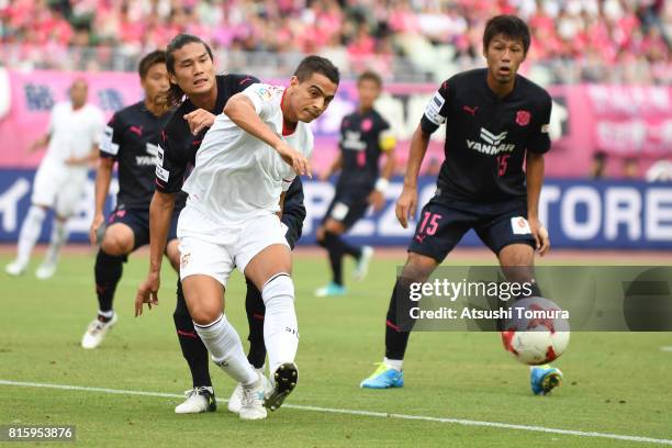 Wissam Ben Yedder of Sevilla FC passes the ball during the preseason friendly match between Cerezo Osaka and Sevilla FC at Yanmar Stadium Nagai on...