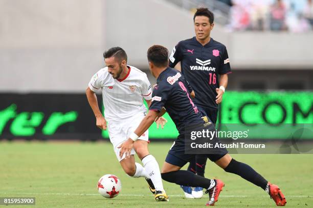 Pablo Sarabia of Sevilla FC runs with the ball during the preseason friendly match between Cerezo Osaka and Sevilla FC at Yanmar Stadium Nagai on...