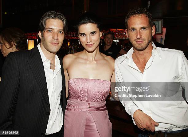 David Cornue, actress Milena Govich, and actor Josh Lucas attend a party for "Trumbo" hosted by the Cinema Society & ACLU on June 16, 2008 at Tribeca...