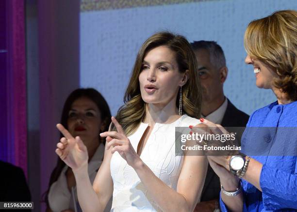 Queen Letizia of Spain attends the 2017 National Fashion Awards at the Museo del Traje on July 17, 2017 in Madrid, Spain.