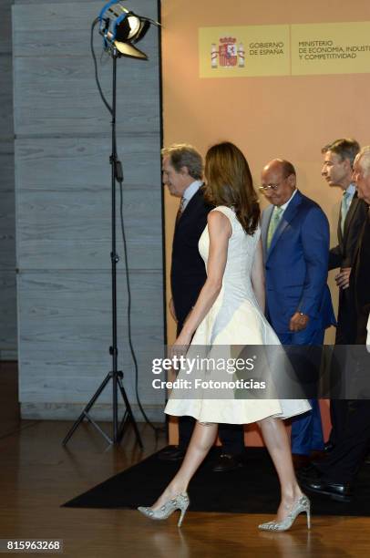 Queen Letizia of Spain attends the 2017 National Fashion Awards at the Museo del Traje on July 17, 2017 in Madrid, Spain.