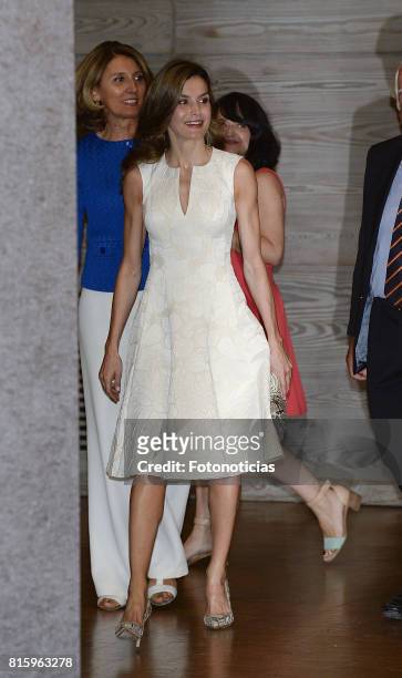 Queen Letizia of Spain attends the 2017 National Fashion Awards at the Museo del Traje on July 17, 2017 in Madrid, Spain.