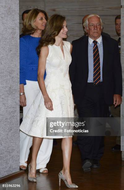 Queen Letizia of Spain attends the 2017 National Fashion Awards at the Museo del Traje on July 17, 2017 in Madrid, Spain.