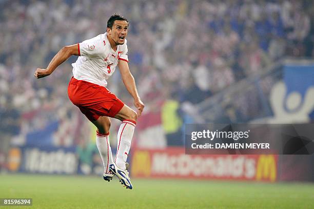 Polish midfielder Dariusz Dudka eyes the ball during the final Euro 2008 Championships Group B football match Poland vs. Croatia on June 16, 2008 at...