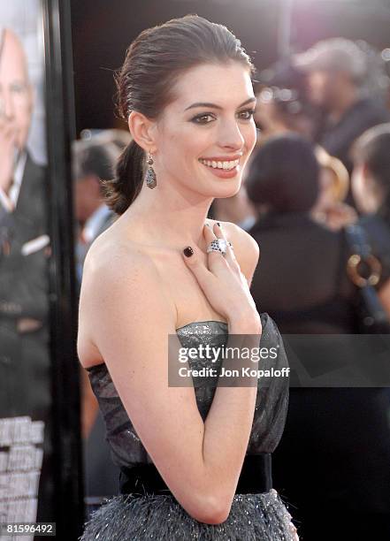 Actress Anne Hathaway arrives at the Los Angeles Premiere "Get Smart" at the Mann Village Theater on June 16, 2008 in Westwood, California.