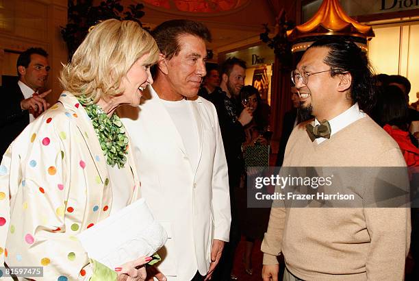 Owners of Wynn Resorts Elaine Wynn, Steve Wynn and artist Takashi Murakami at the Louis Vuitton store during the 2008 CineVegas film festival held at...