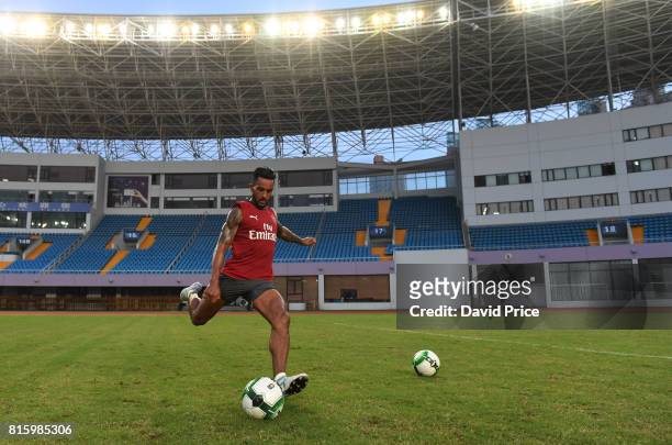 Theo Walcott of Arsenal during an Arsenal Training Session at Yuanshen Sports Centre Stadium on July 17, 2017 in Shanghai, China.