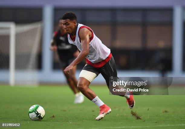 Donyell Malen of Arsenal during an Arsenal Training Session at Yuanshen Sports Centre Stadium on July 17, 2017 in Shanghai, China.