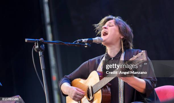 Madeleine Peyroux perfoms on stage at Noches del Botanico on July 14, 2017 in Madrid, Spain.