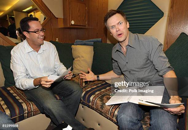 Jared Fogle and Joel McHale during Subway's Tour de Pants L.A. Casting Call at Hollywood and Highland in Hollywood, CA on June 16, 2008.