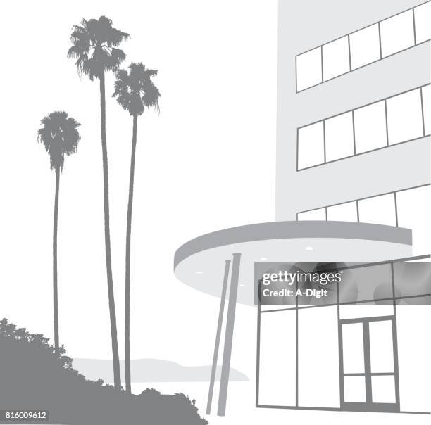 vintage architecture - palm tree shadow stock illustrations