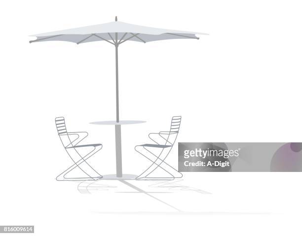 ilustraciones, imágenes clip art, dibujos animados e iconos de stock de conjunto patio de sol - mesa cafeteria perfil