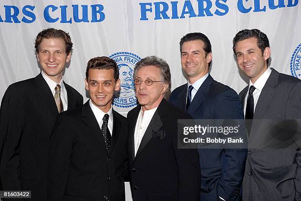 Sebastian Arcelus, Michael Longoria, Frankie Valli, Dominic Nolfi and Eric Gutman attends the Friars Club honoring of Frankie Valli and John...