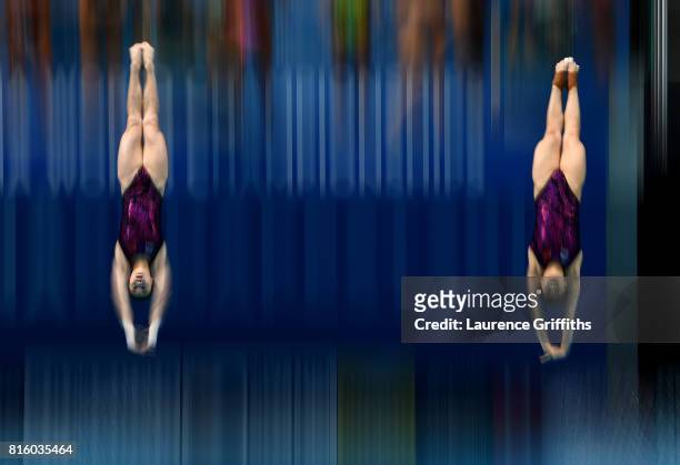 Yani Chang and Tingmao Shi of China practice ahead of their Womens 3m Sychro Springboard Final on day four of the Budapest 2017 FINA World...
