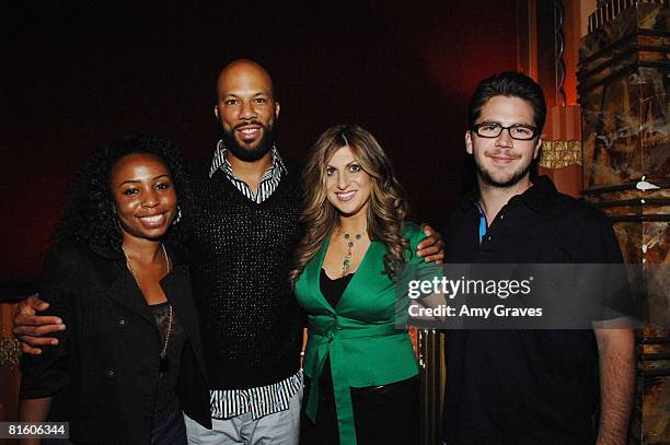 Nicole Plantin, Common, Anne Cecere and Joe Maggini attend the 2008 LA Film Festival's "Conversation With Common" at the Majestic Crest Theater on...