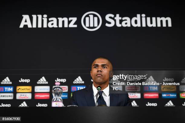 Douglas Costa of Juventus attends a press conference on July 17, 2017 in Turin, Italy.