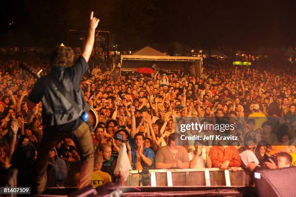 Jim James of My Morning Jacket performs on stage during Bonnaroo 2008 on June 13, 2008 in Manchester, Tennessee.