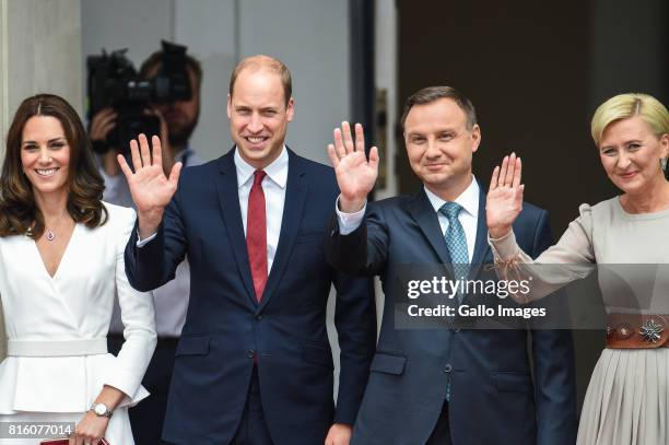 Welcoming of their Royal Highnesses Prince William and Kate Middleton by the President of the Republic of Poland Andrzej Duda and Mrs Kornhauser-Duda...