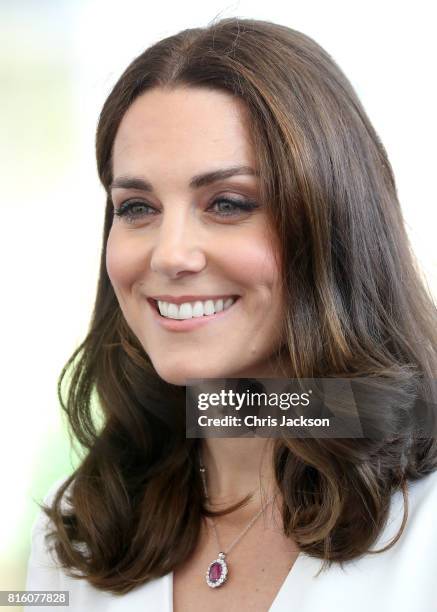 Catherine, Duchess of Cambridge arrives with Prince William, Duke of Cambridge to meet young entrepreneurs during a reception at the Heart, Spire...