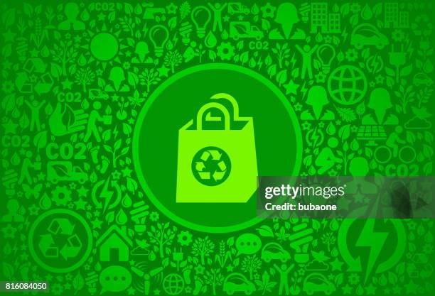 reusable shopping bag environment green vector icon pattern - zero waste pattern stock illustrations