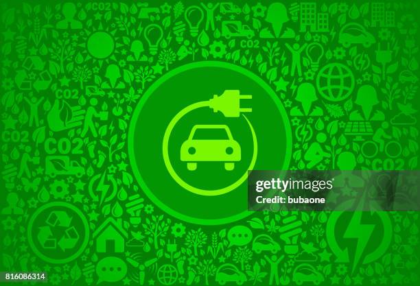 electric car environment green vector icon pattern - hybrid cloud stock illustrations
