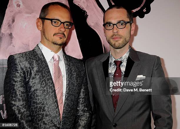Viktor and Rolf attend the private view of exhibition 'The House of Viktor & Rolf', at The Barbican Gallery on June 17, 2008 in London, England.
