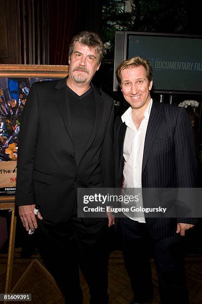 Artists Chuck Connelly and Mark Kostabi attend the premiere of "The Art of Failure: Chuck Connelly Not For Sale" at the National Arts Club on June...