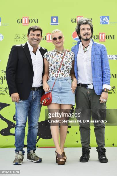Max Giusti, Arisa, Paolo Ruffini attend Giffoni Film Festival 2017 Day 4 Photocall on July 17, 2017 in Giffoni Valle Piana, Italy.