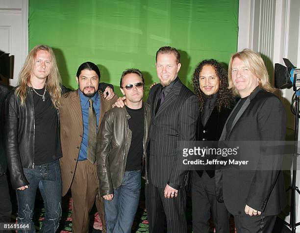 Jerry Cantrell with Robert Trujillo, Lars Ulrich, James Hetfield and Kirk Hammett of Metallica, and producer Bob Rock