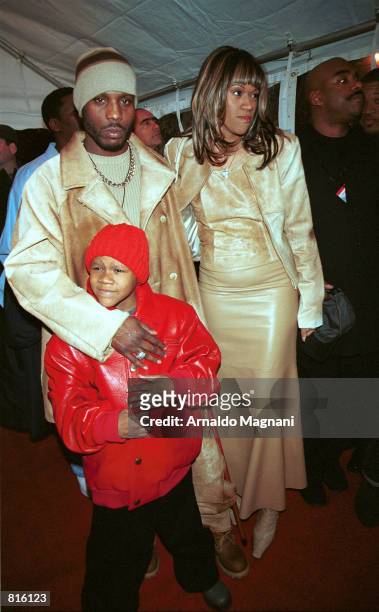 Rapper DMX and his wife and son attend the New York premiere of Warner Bros.'' film "Exit Wounds" March 9, 2001 in New York City. DMX, whose real...
