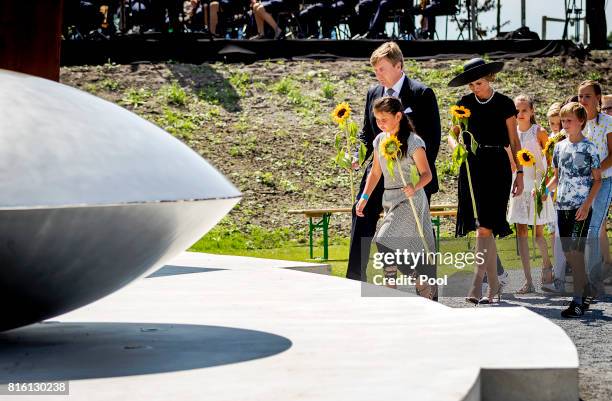 King Willem-Alexander of The Netherlands and Queen Maxima of The Netherlands attend the MH17 remembrance ceremony and the unveiling of the National...