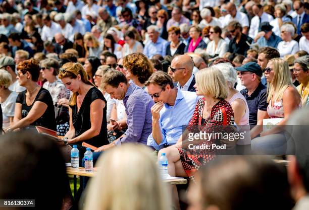 People attend the MH17 remembrance ceremony and the unveiling of the National MH17 monument on July 17, 2017 in Vijfhuizen, Netherlands. The momument...
