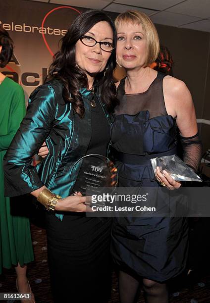Producer Victoria Pearman and Crystal Award Honoree Diane English pose backstage at the Women In Film's 2008 Crystal Lucy Awards held at the Beverly...