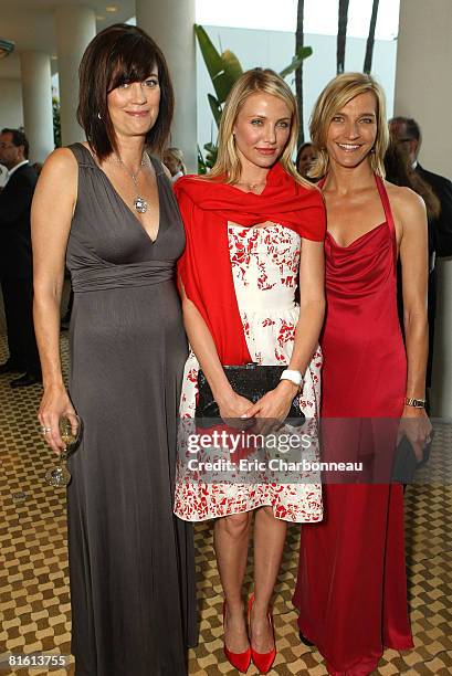 MaxMara's Nicola Maramotti, actress Cameron Diaz and president of Women In Film Jane Fleming arrive at the Women In Film's 2008 Crystal Lucy Awards...