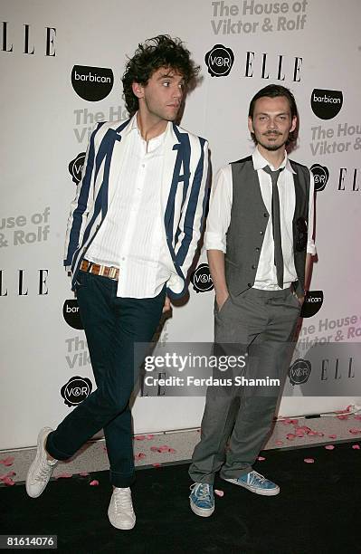 Mika and Matthew Williamsom attends the Viktor And Rolf private viewing at the Barbican Art Gallery on June 17, 2008 in London, England