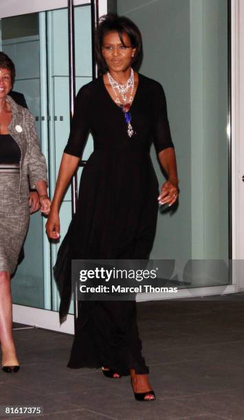 Michelle Obama attends a fundraiser for husband Democratic presidential candidate Sen. Barack Obama at designer Calvin Klein's home on June 17, 2008...