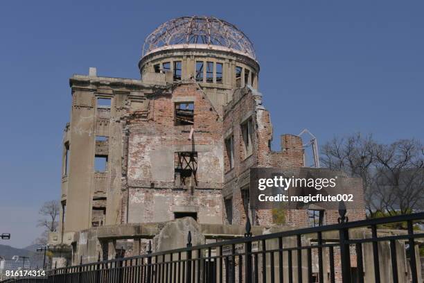 hiroshima peace memorial (atomic bomb dome) - hiroshima peace memorial stock pictures, royalty-free photos & images