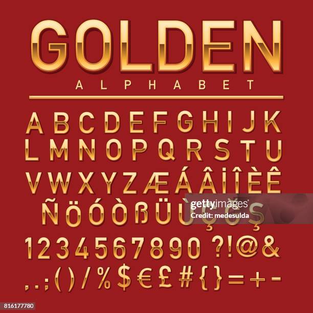 illustrations, cliparts, dessins animés et icônes de alphabet doré - marque de ponctuation
